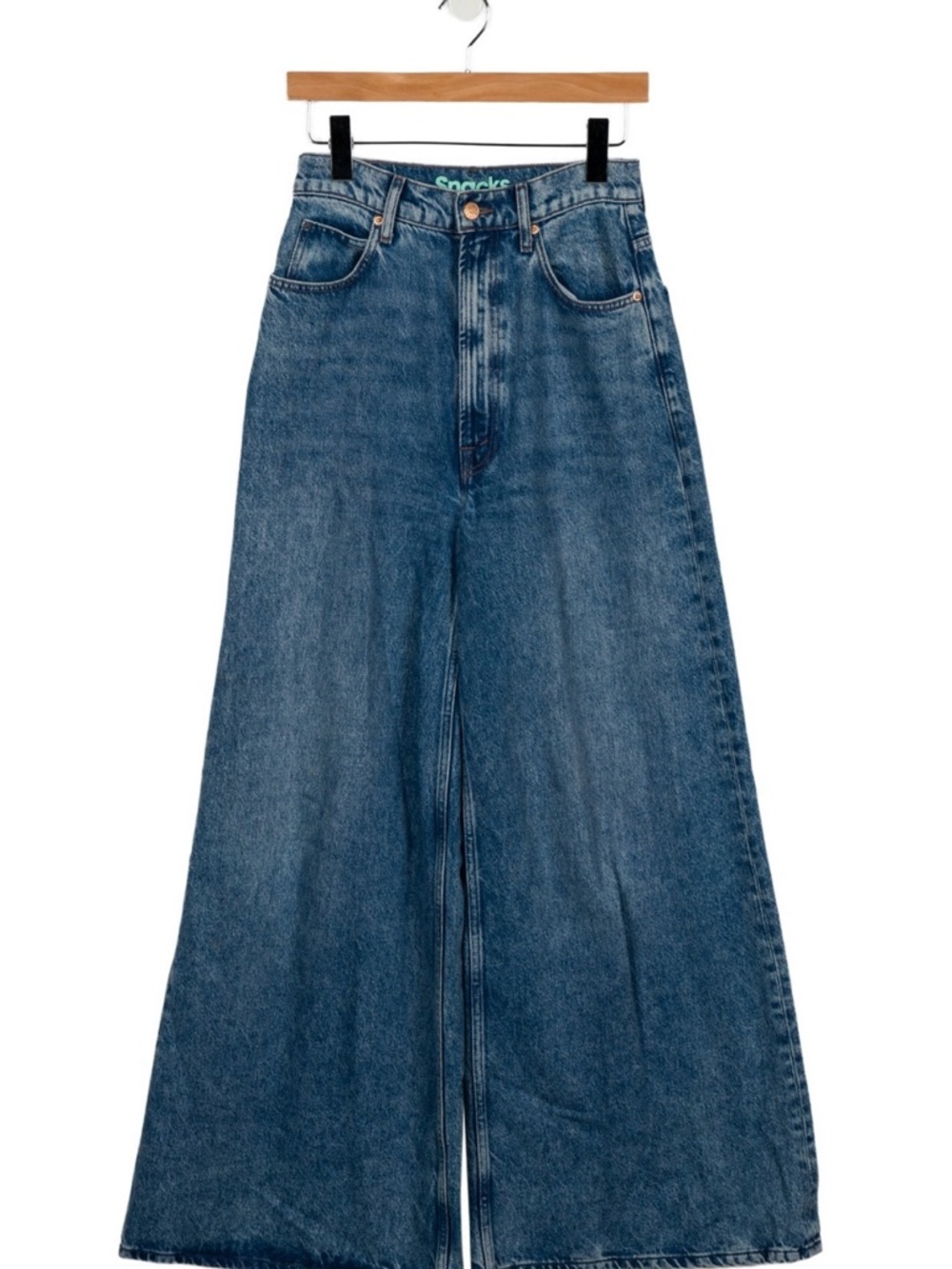 MOTHER Wide-Leg High-Rise Indigo Jeans. Mother Snacks